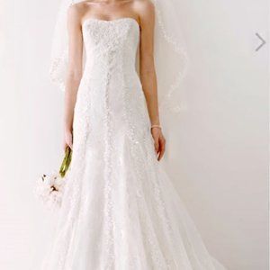 Melissa Sweet Strapless Button Back Beaded Tulle Lace Wedding Dress 0 00